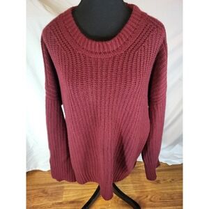 La Ligne 100% Cashmere Burgandy Red Ribbed Sweater Size Large